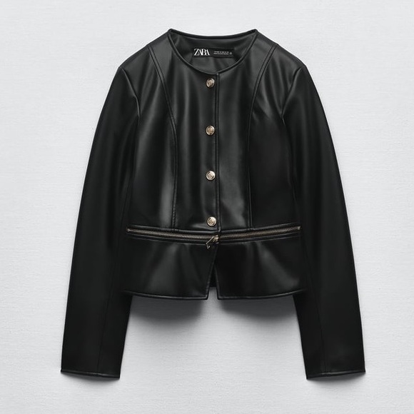 ZARA FAUX LEATHER ZIPPER JACKET - Picture 1 of 10
